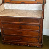 19th-century walnut and marble toilet commode in Louis Philippe style