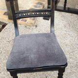 Table set and 6 solid pine chairs repainted and patinated black