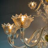 Murano Glass Venetian Chandelier, Colorless, Three Levels of Light