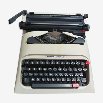 Vintage azerty portable typewriter Olivetti Lettera 12 80s
