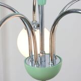 Mid-century Italian Chrome and Opaline Chandelier