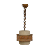 Suspension vintage 1950/60 rotin paille et toile
