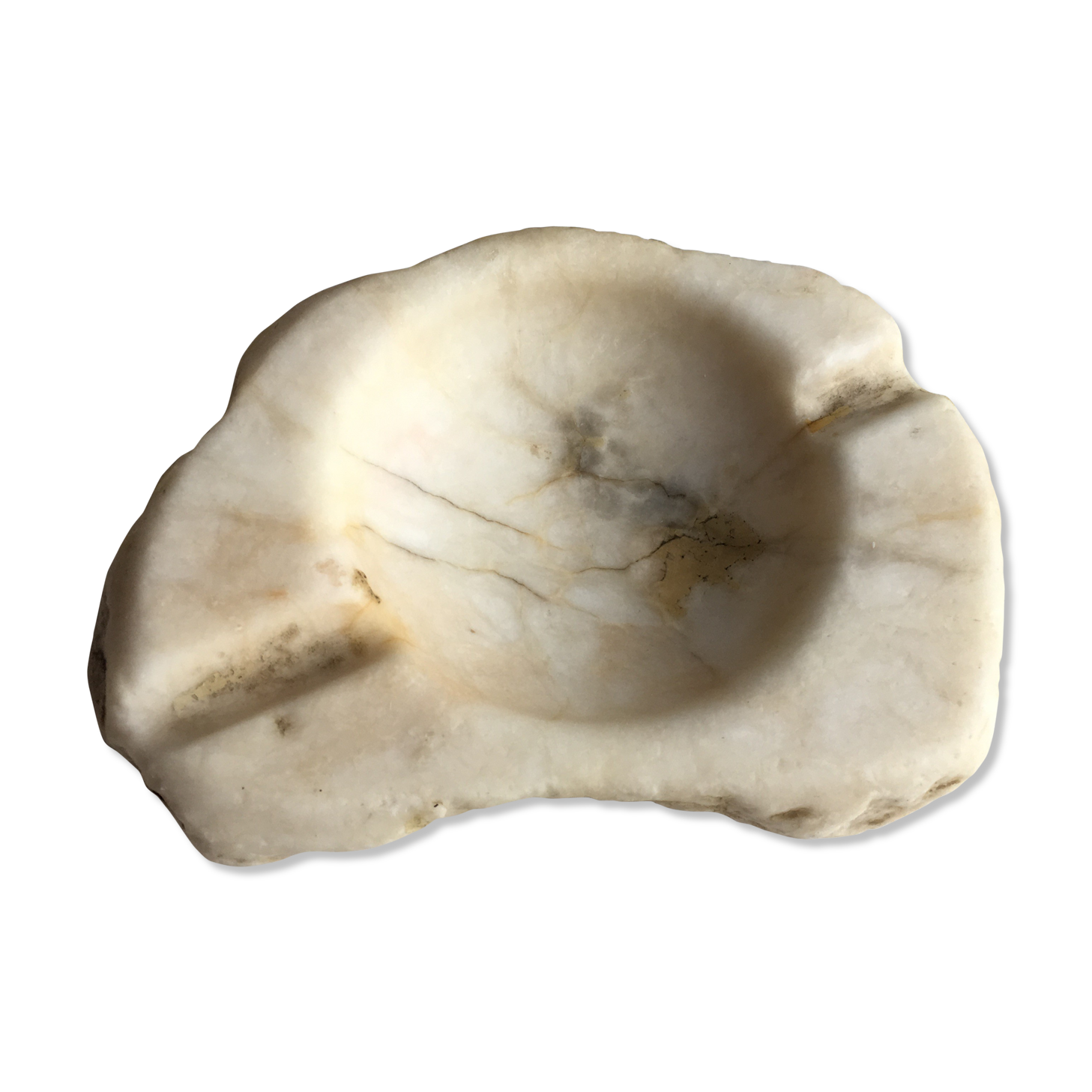 Ashtray in white marble rough stone