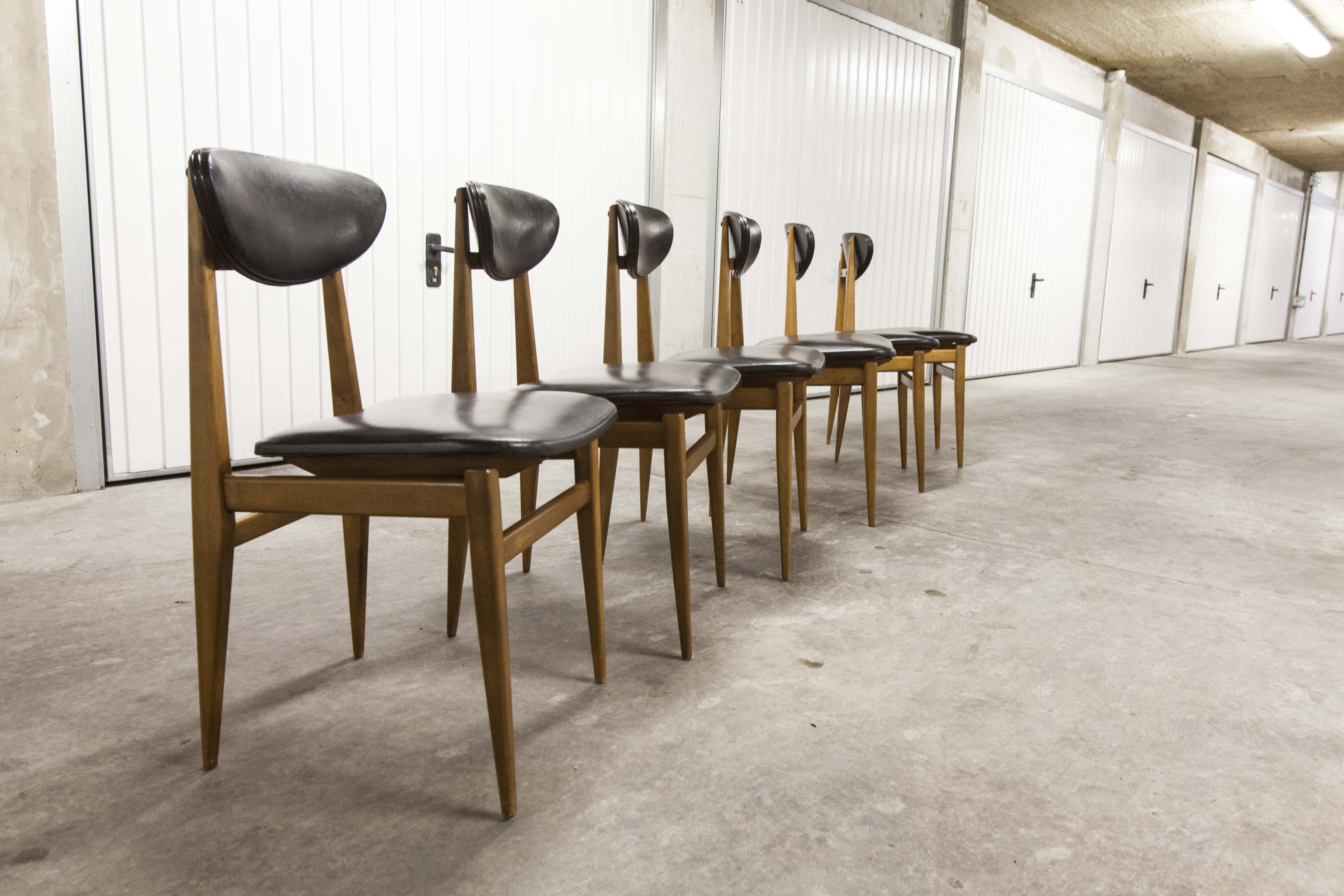 6 Teak chairs with oval back