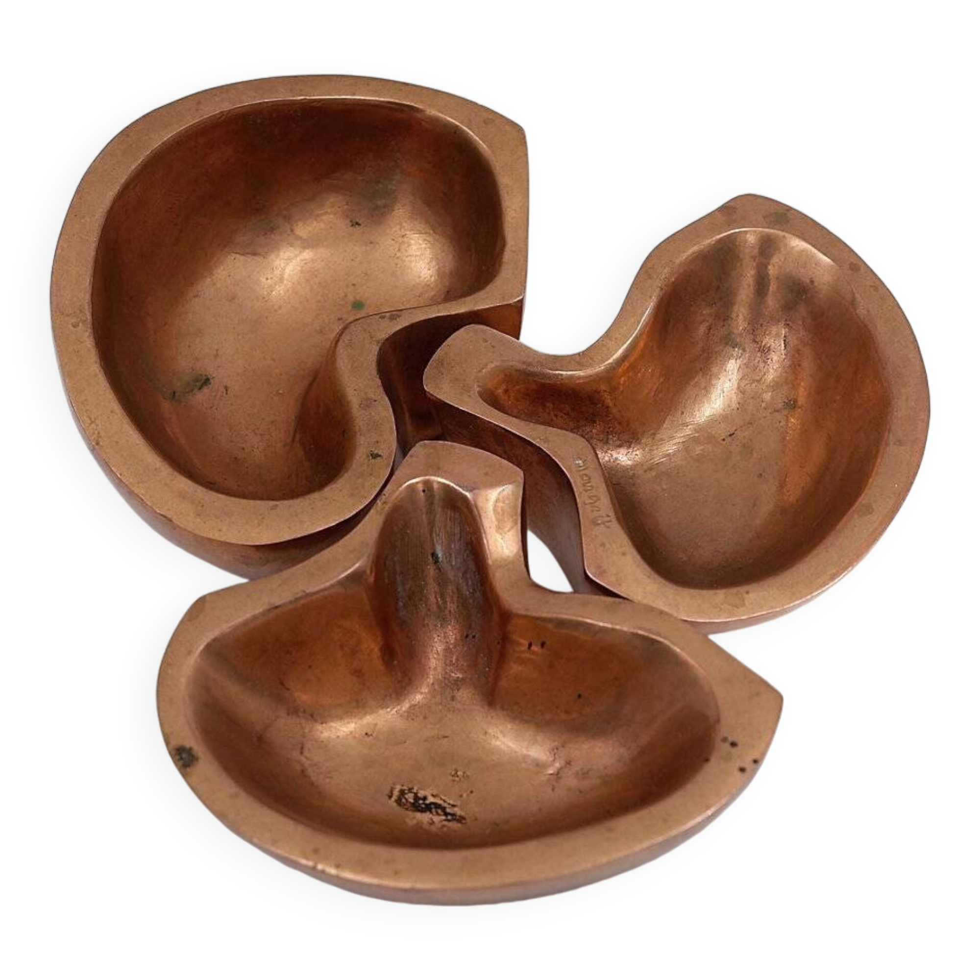 Empty Pockets in polished bronze Margrit van Nuffel 1970, set of 3