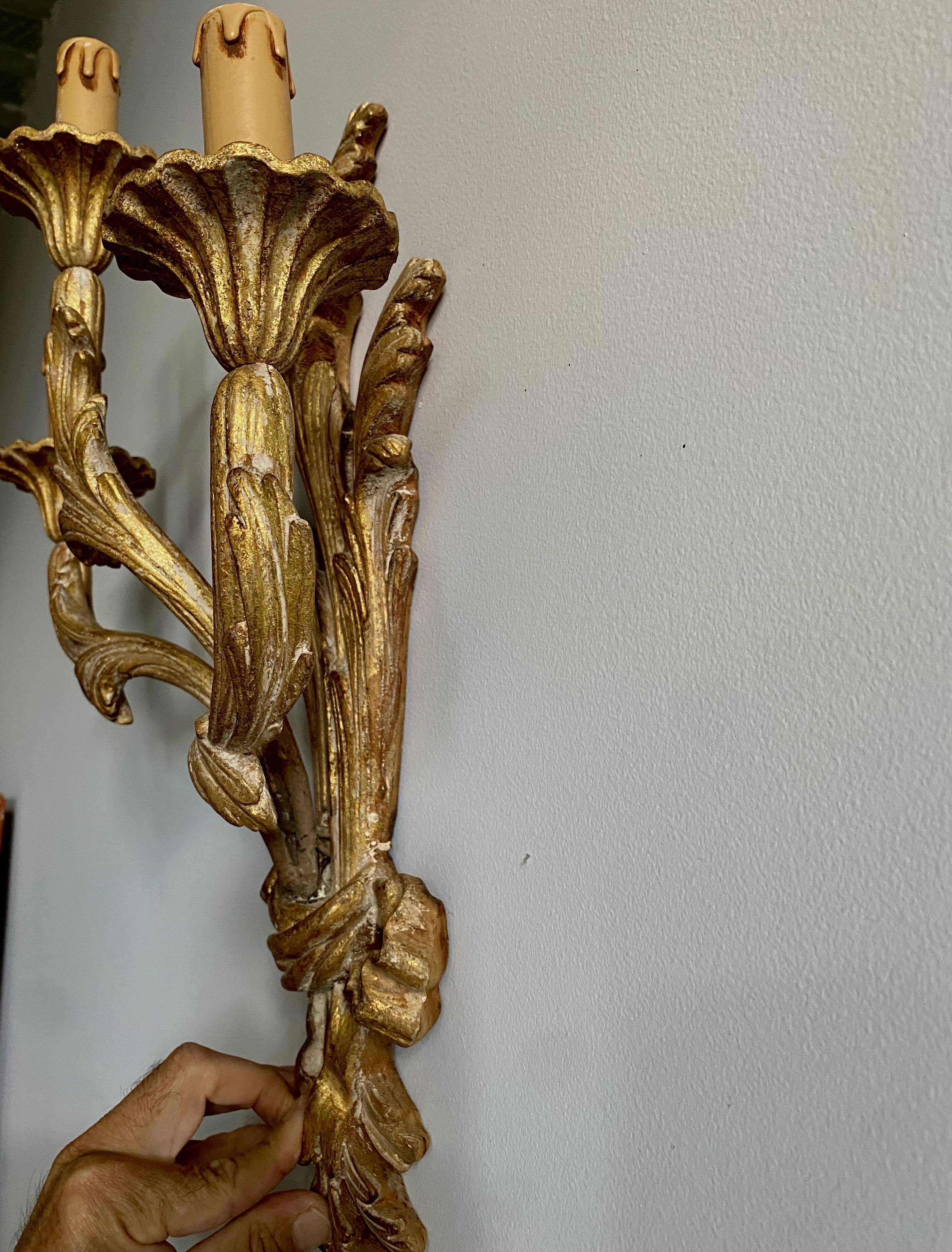 Golden wood wall light