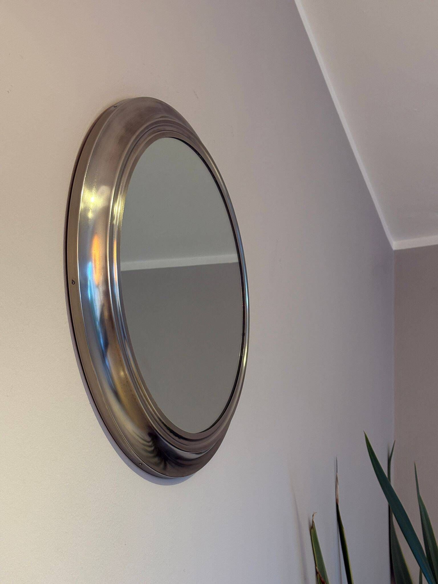 Round metal mirror, Italy 1970s