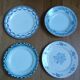 Assiettes dépareillées anciennes Digoin, Salins, Moulin des Loups vertes et bleues