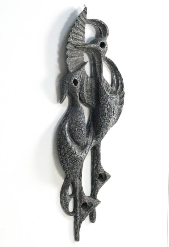 Brutalist Ars Munda resin wall decoration cranes - mid century modern