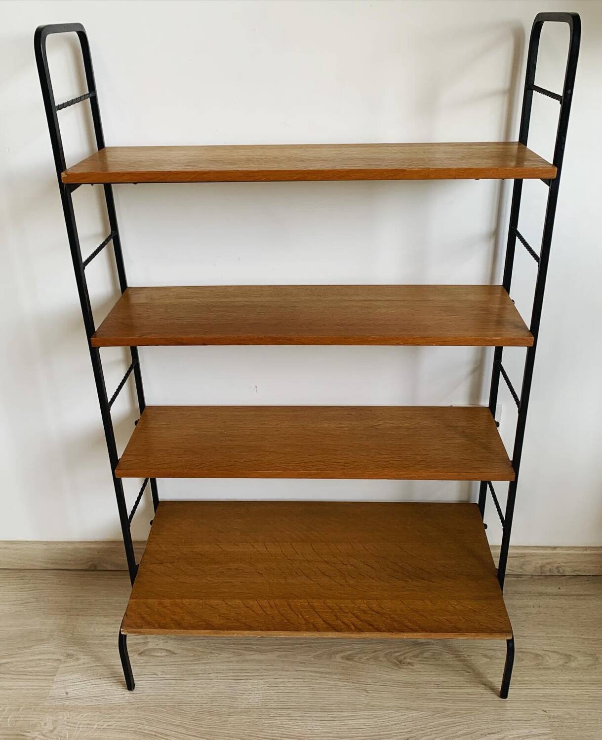 Vintage shelf in wood and wrought iron