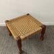 Scandinavian ottoman footrest in wood and rope 70s
