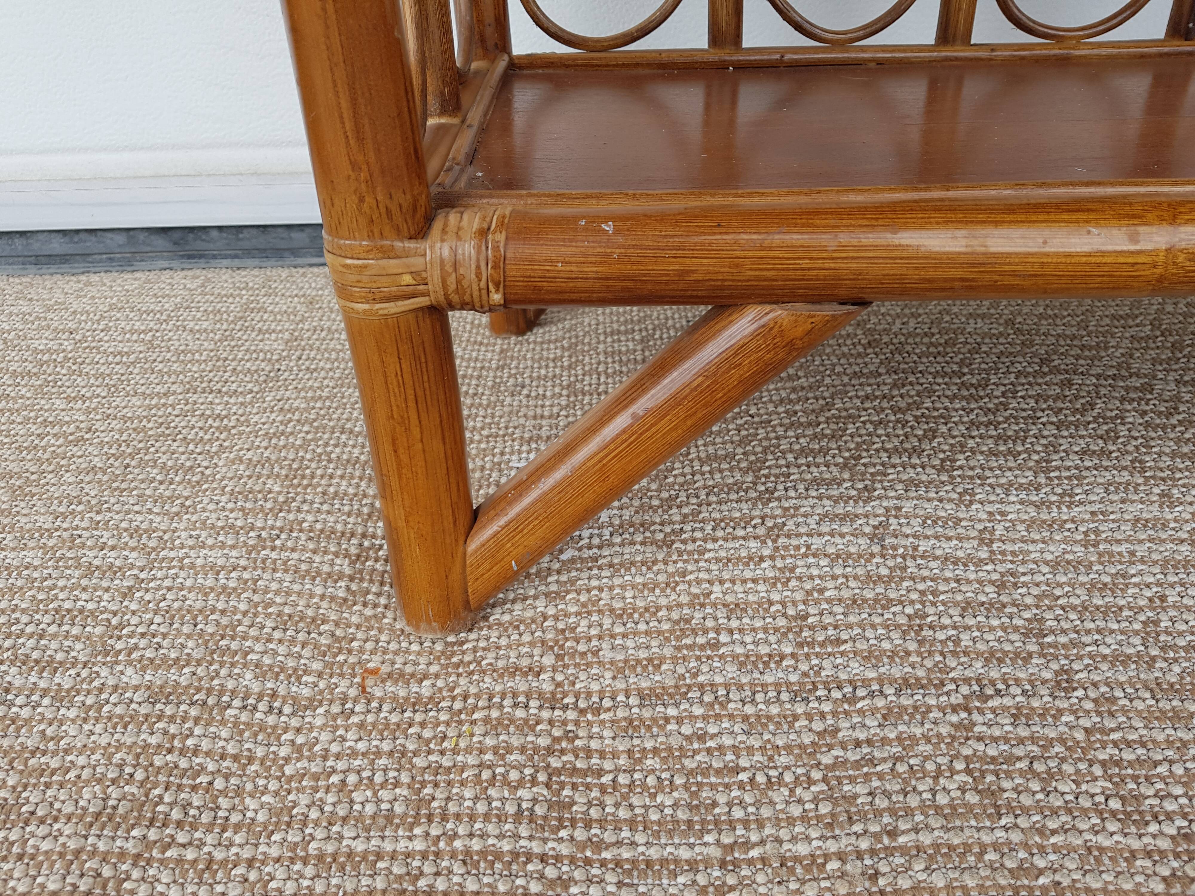 Old shelf in bamboo and rattan 70s