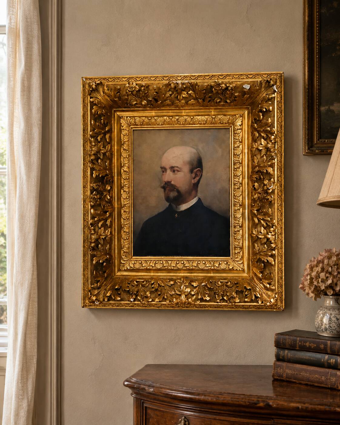 Portrait d’homme XIXe – A. Bellet, 1882 – Huile sur toile et superbe cadre