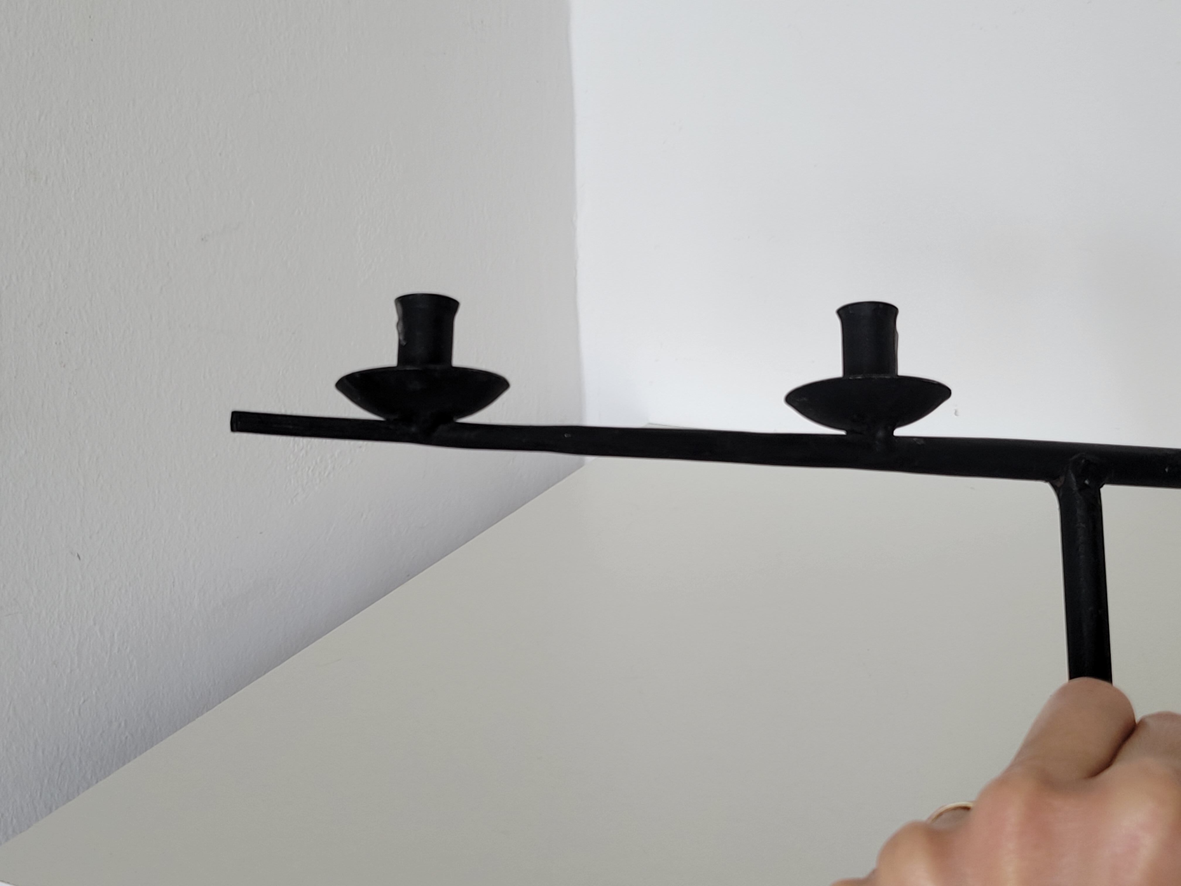 Brutalist candlestick candlestick with 4 metal branches