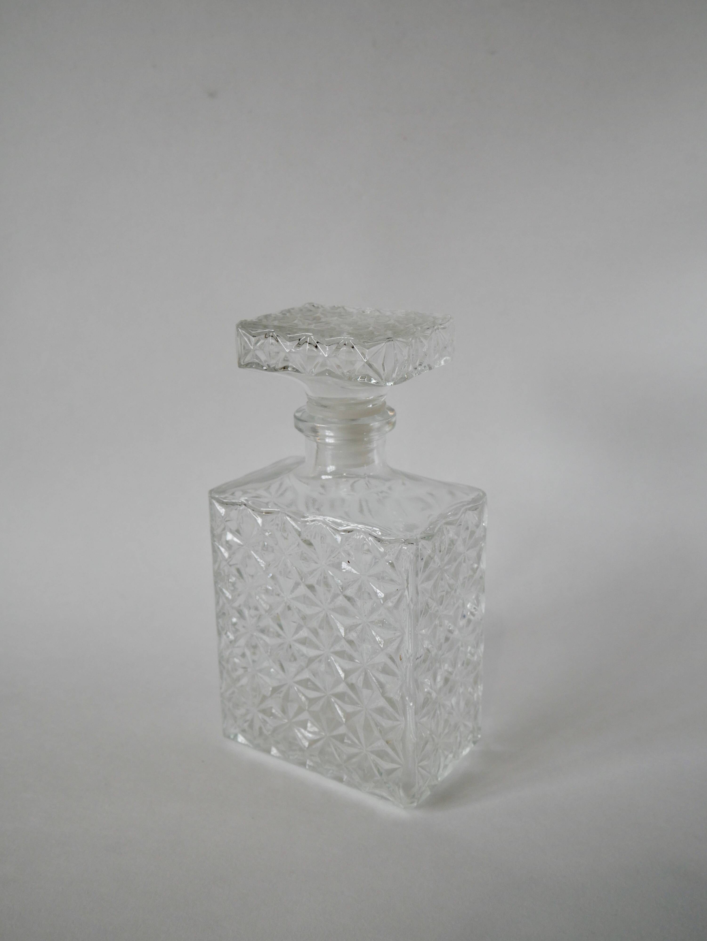 rectangular glass whiskey decanter 1970 21 X 10.5 cm