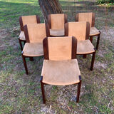 Series of 6 70s Scandinavian style chairs