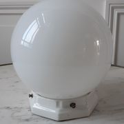 Table lamp ball in opaline and foot porcelain art deco