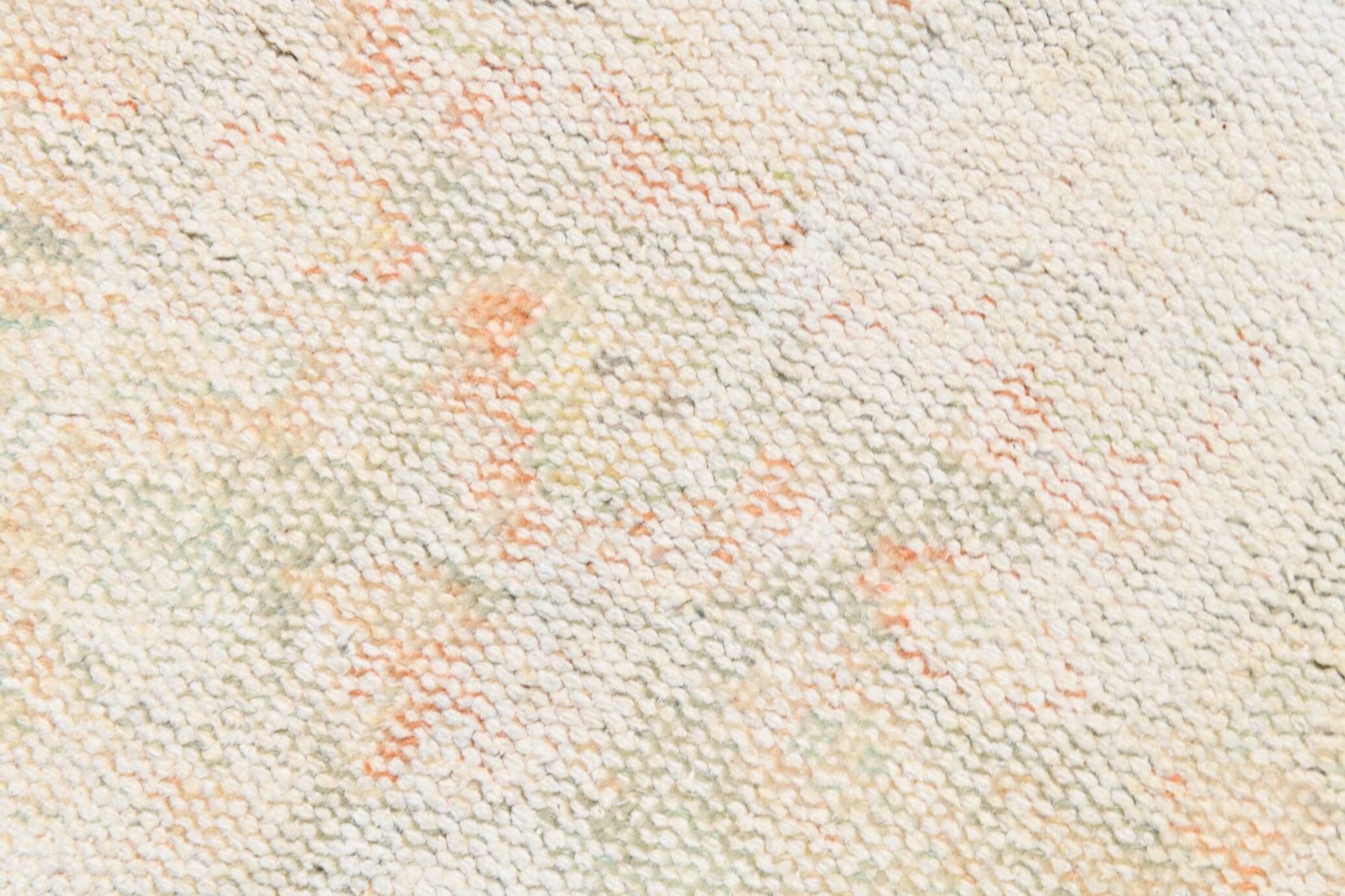Tapis Oushak Vintage, Laine Turque Pêche & Ivoire, 179x294 Cm
