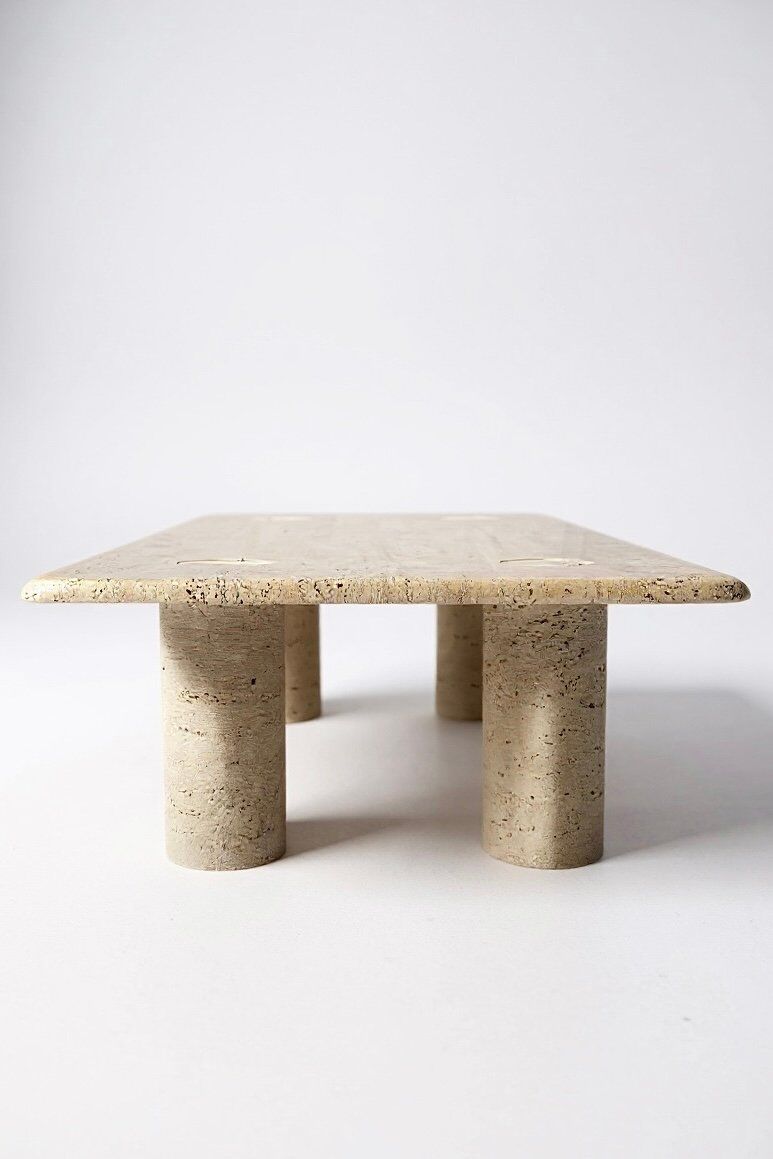 Travertine coffee table by Angelo Mangiarotti for Up & Up, 1970s.