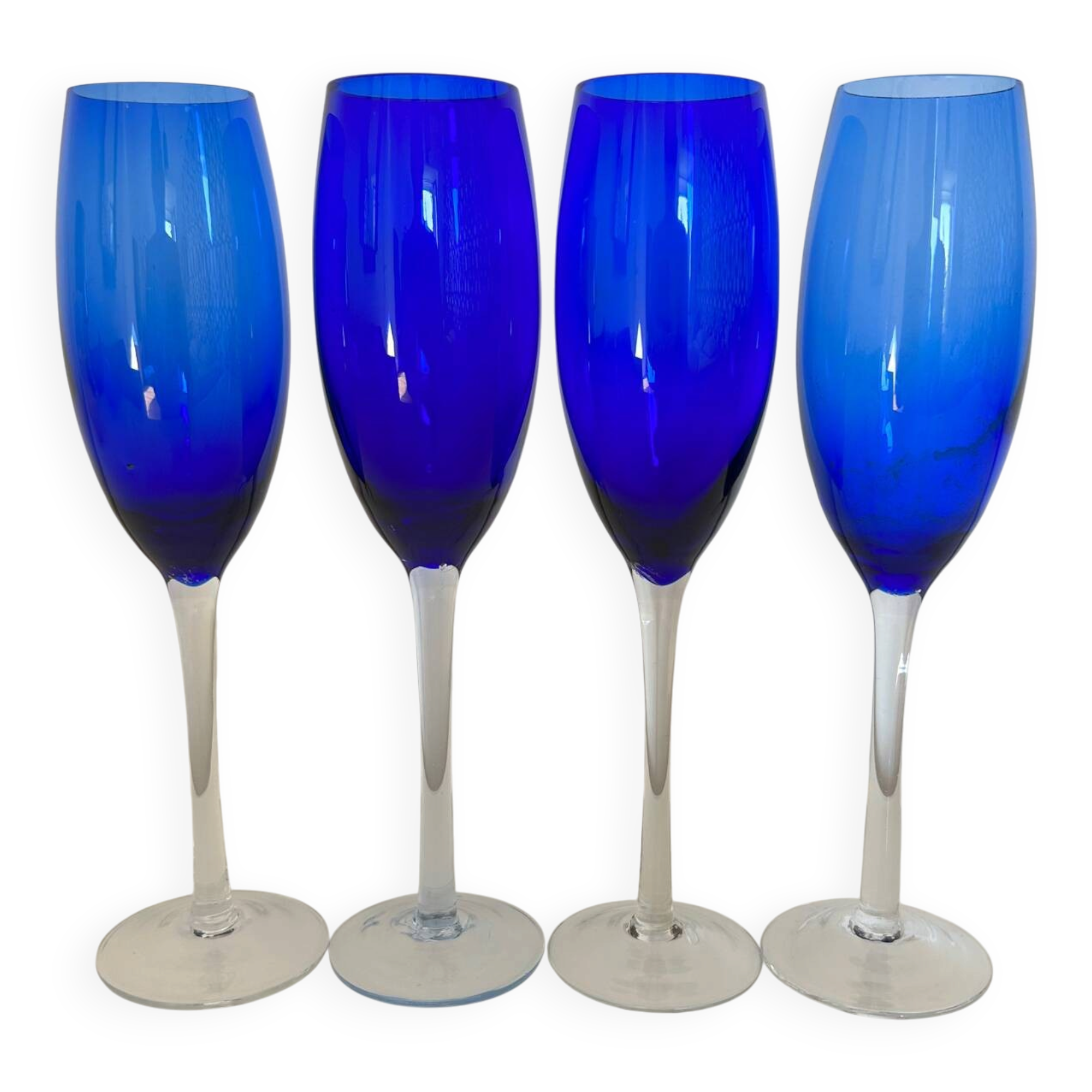 Set of 4 blue flutes