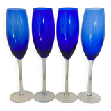 Set of 4 blue flutes