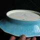 Panière enamels de Longwy decoration turquoise blue background and flowers