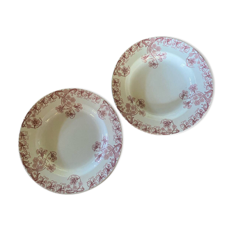 Lot de 2 assiettes creuses estampillées BFK modèle capucines