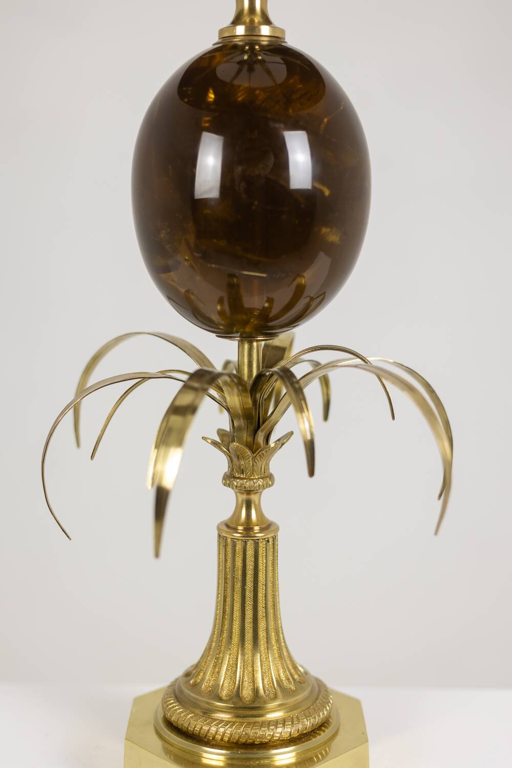 Bronze and resin egg lamp signed Maison Charles, 1970s.