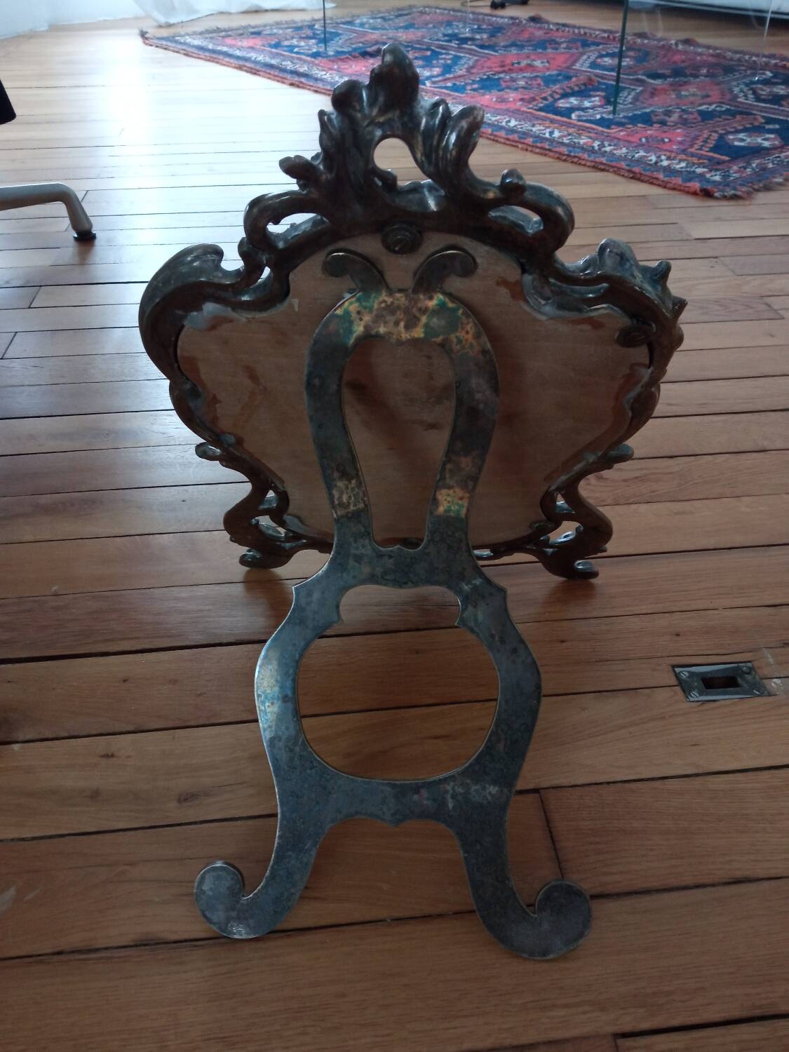 Old standing mirror, silvered bronze