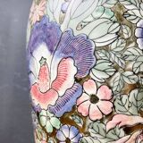 Large vintage ceramic flower table lamp, Italy, 1970s