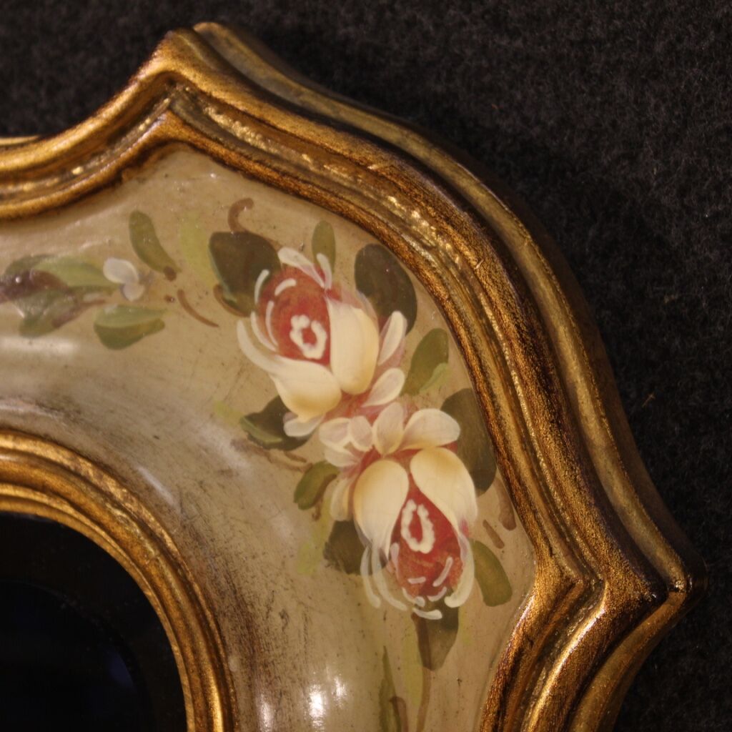Miroir laqué, doré et peint italien - 93x73cm