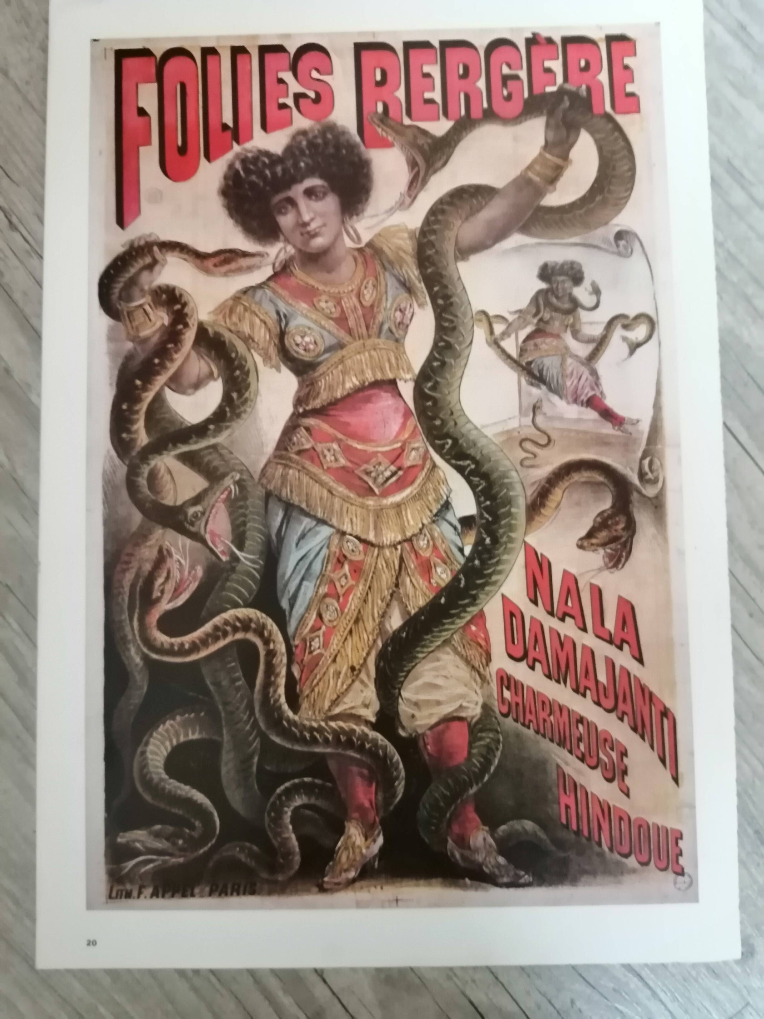Poster Folies Bergère "Hindu Charmer/The Fire Dance" reproduction from the 70s