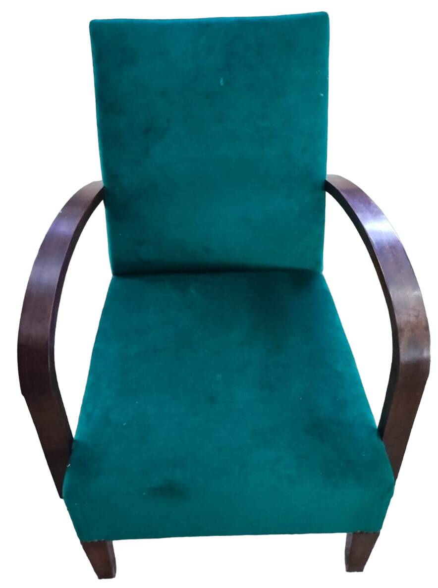 Vintage bottle green armchair in velvet fabric, 1960s-1970s