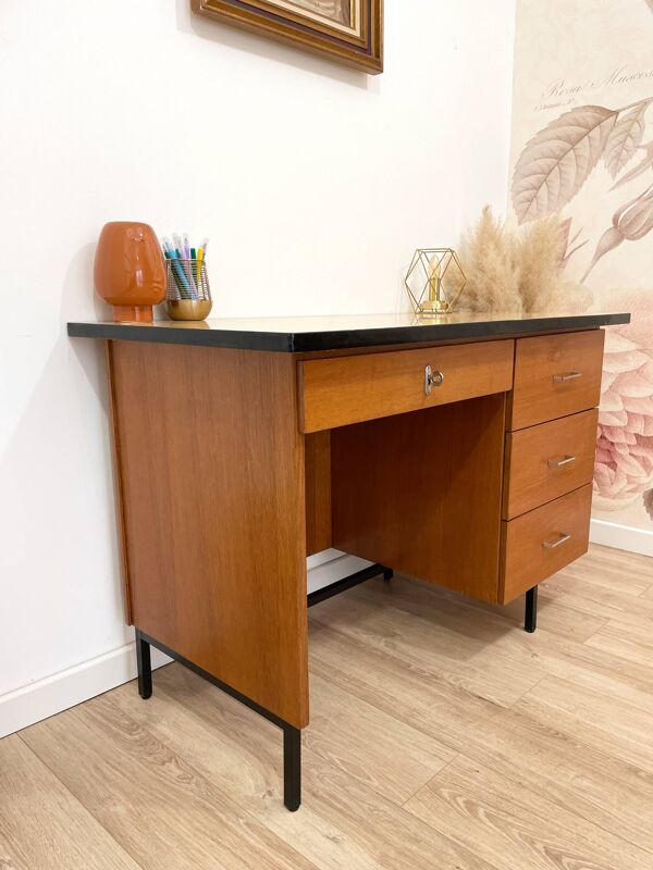 Bureau vintage bois & formica – années 60/70