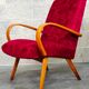 Pair of 6951 red velvet armchairs by Jaroslav Smidek for Ton