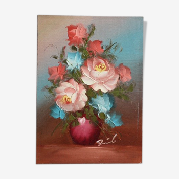 Peinture sur isorel -  fleurs