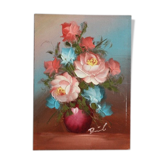Peinture sur isorel -  fleurs