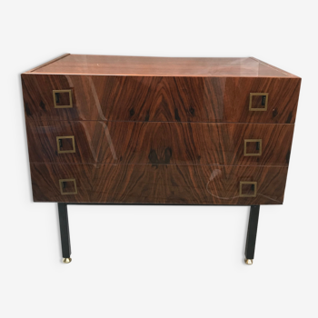 3-drawer chest of drawers lacquered with rosewood veneer