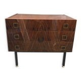 Commode 3 tiroirs laquée placage palissandre