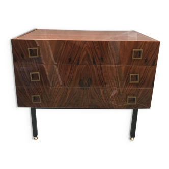 3-drawer chest of drawers lacquered with rosewood veneer