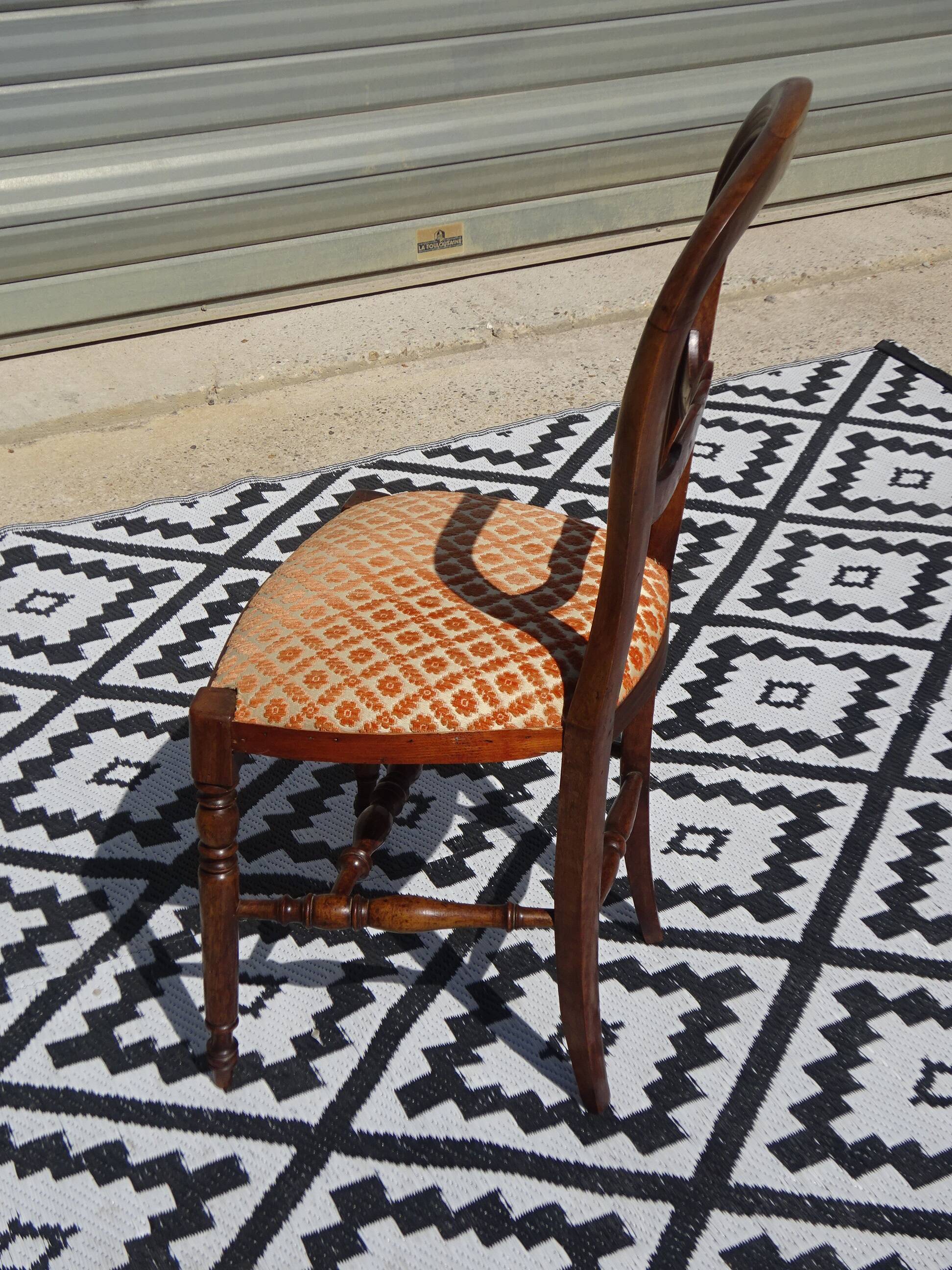 Antique Louis Philippe style chairs in walnut and velvet