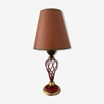 Lampe vintage des années 50 -60 laiton et métal rouge
