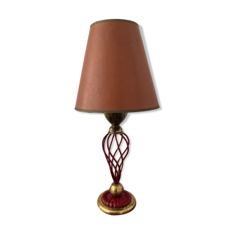 Lampe vintage des années 50 -60 laiton et métal rouge