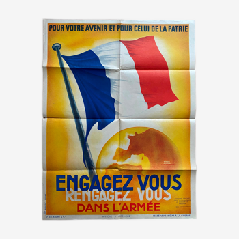 Affiche originale "Engagez-vous, rengagez-vous dans l'Armée" 60x78cm 1939