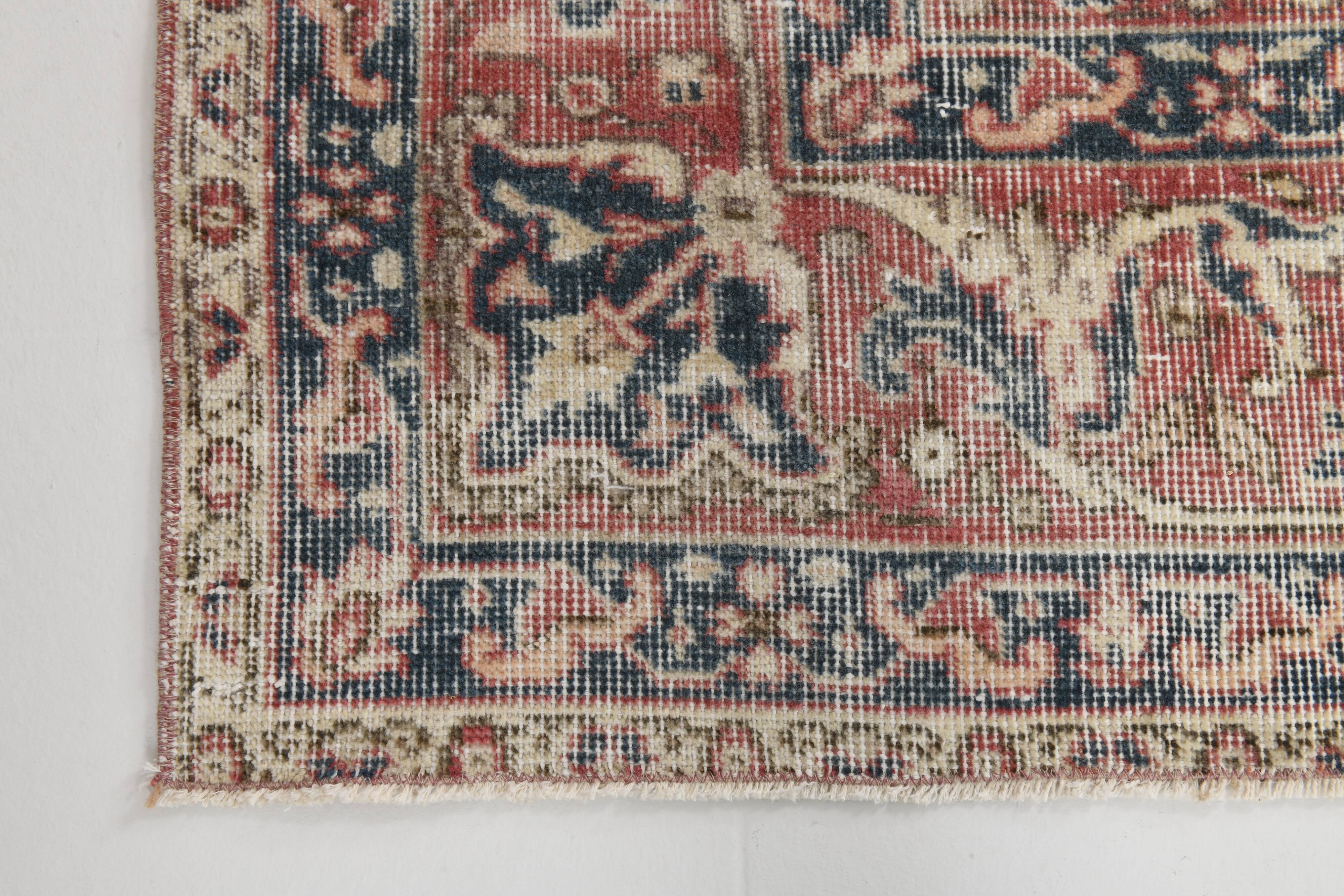Faded Navy Blue Classic Vintage Persian Rug, 202x323 Cm