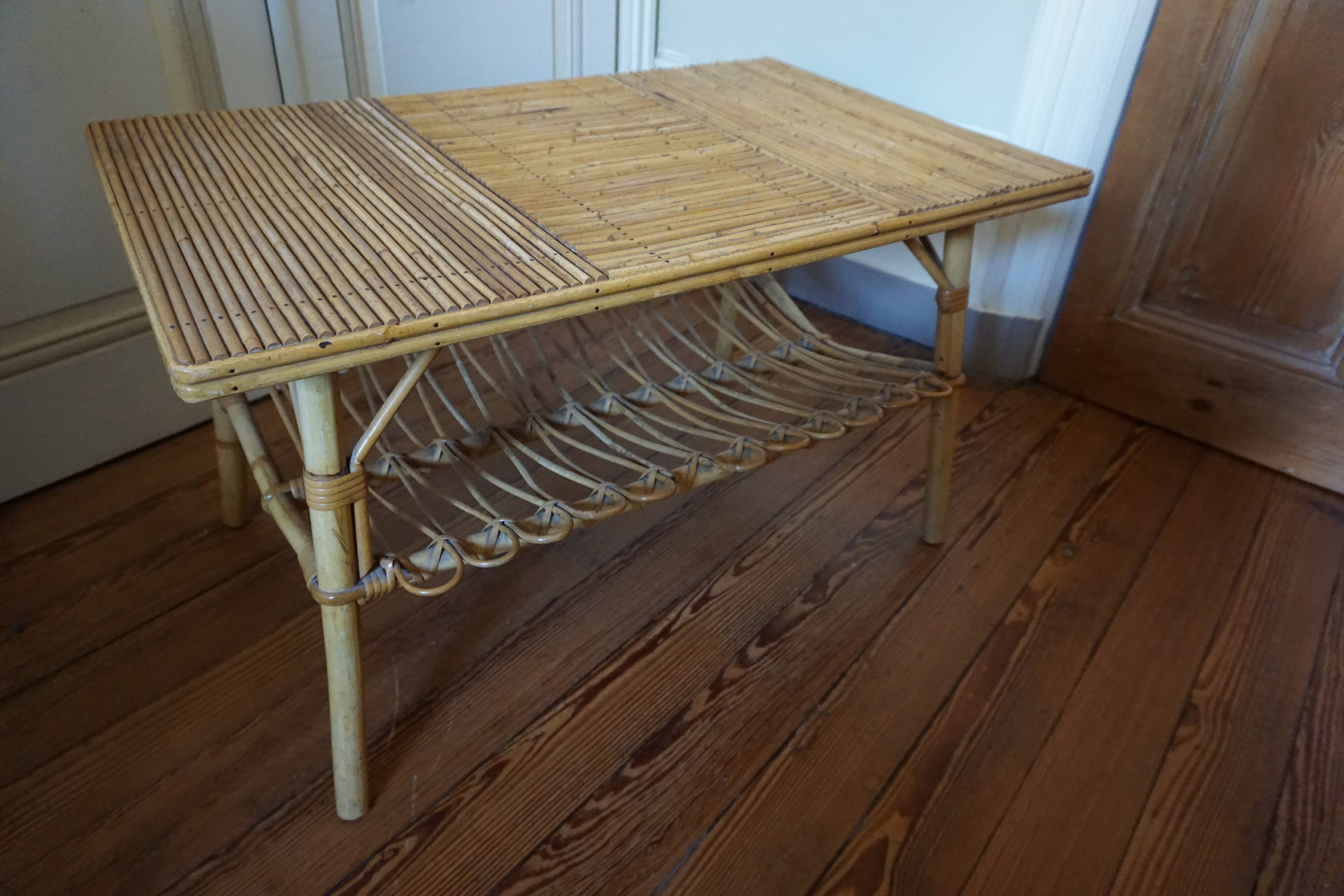 Rattan coffee table, 1960s-70s