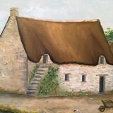 Tableau ancien, paysage de ferme signé Louis Dubois et daté 83