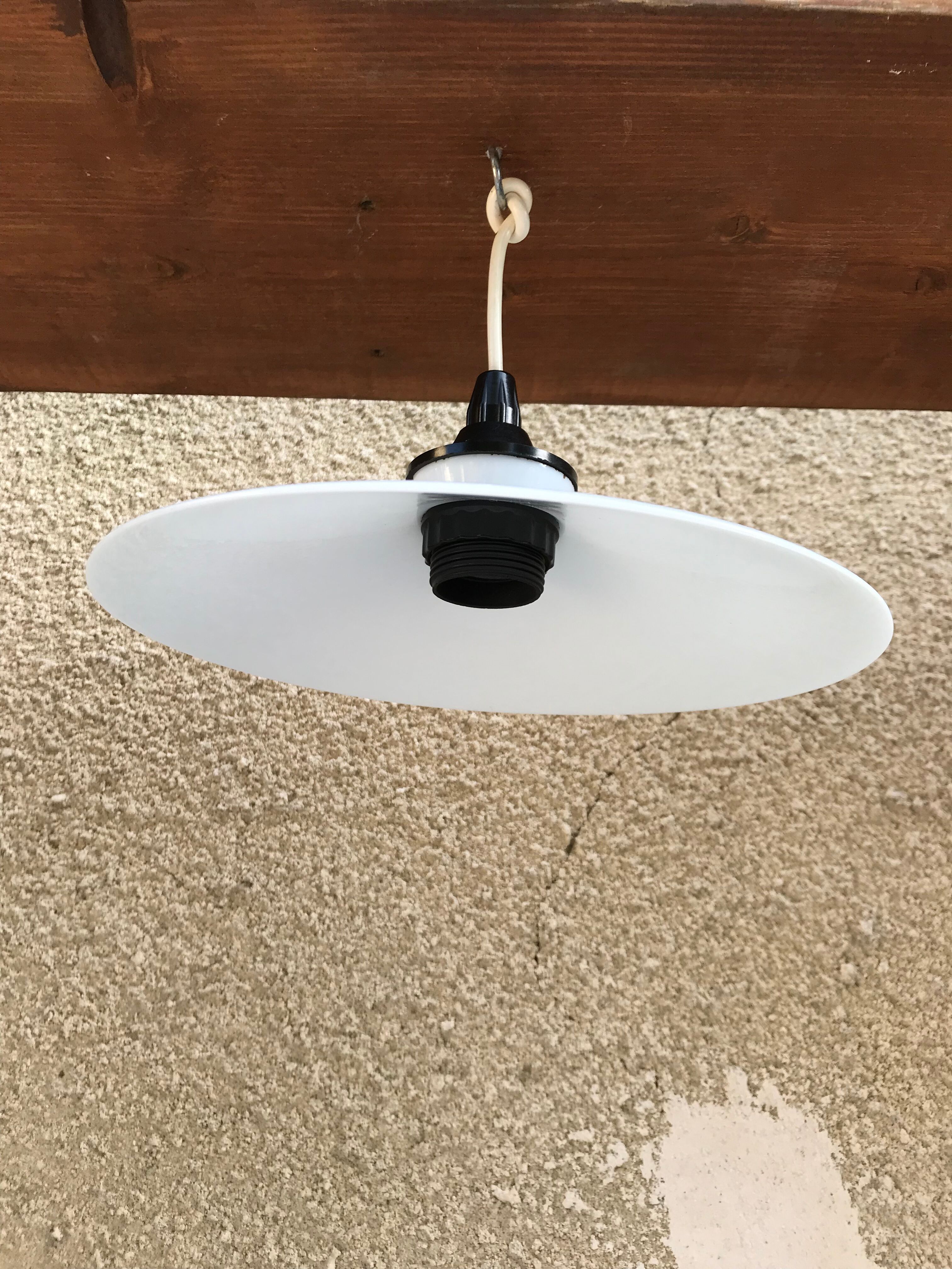 Antique white opaline hanging lamp from the 70s