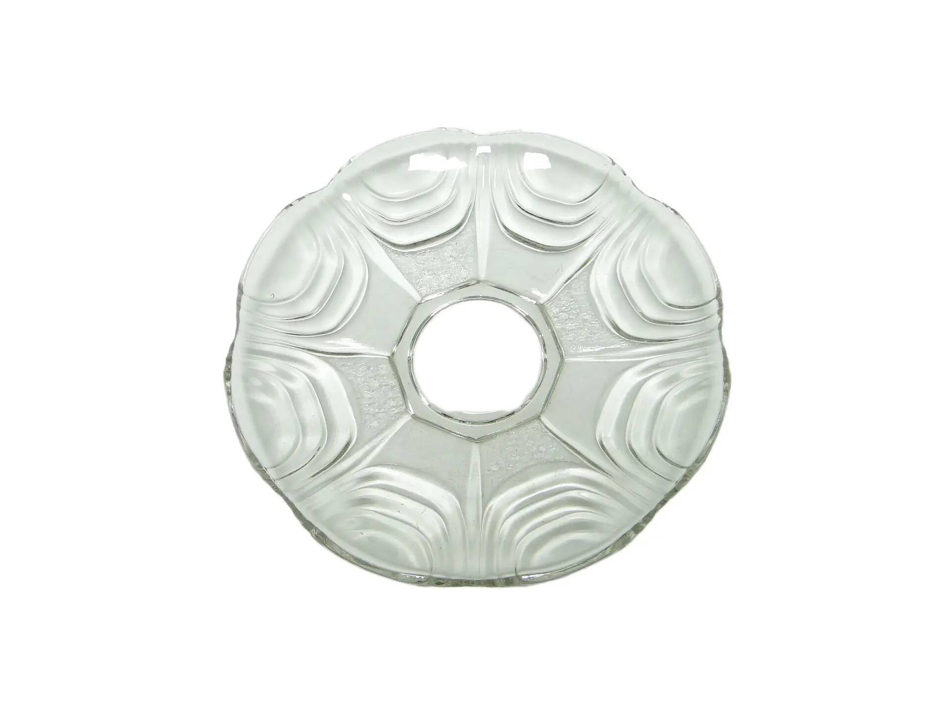 Dish, modernism, transparent glass, Huta Hortensja, Poland, 1950s