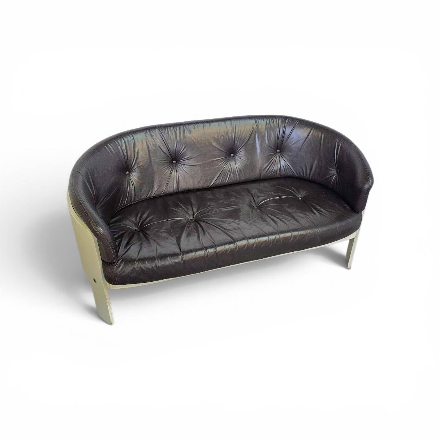 Bz49 sofa by Hans Ell for 't Spectrum / 1970 / dark brown leather